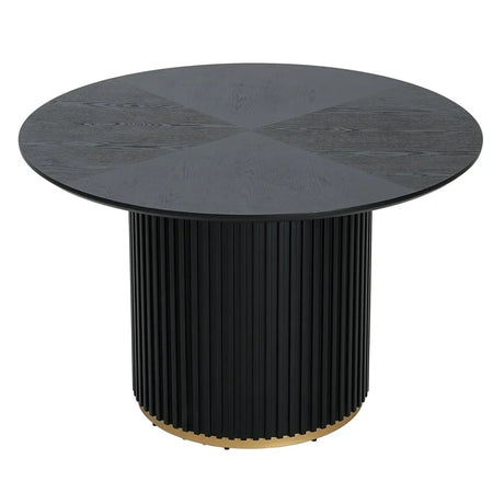 Round Espresso Pedestal Dining Table Seats Four - Omega Lifestyles