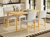 Rustic Farmhouse 5-Piece Wood Dining Table Set - Omega Lifestyles