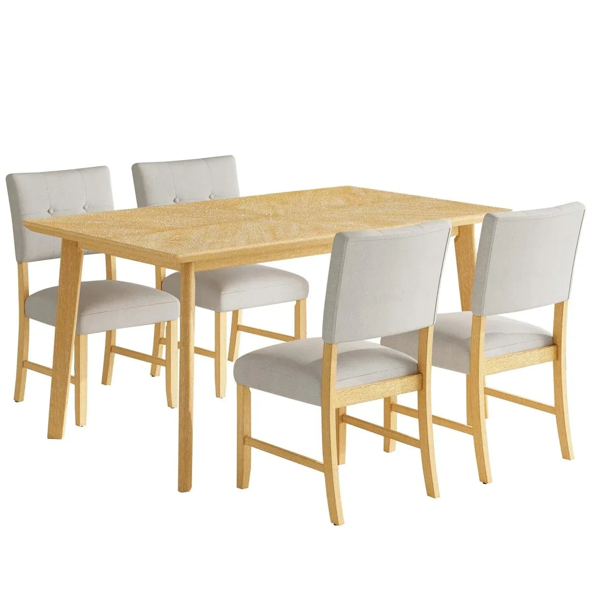Rustic Farmhouse 5-Piece Wood Dining Table Set - Omega Lifestyles