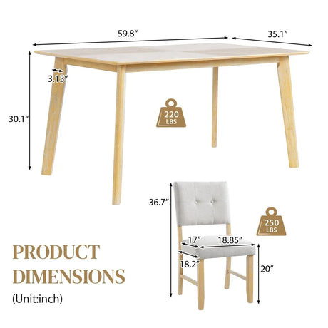 Rustic Farmhouse 5-Piece Wood Dining Table Set - Omega Lifestyles