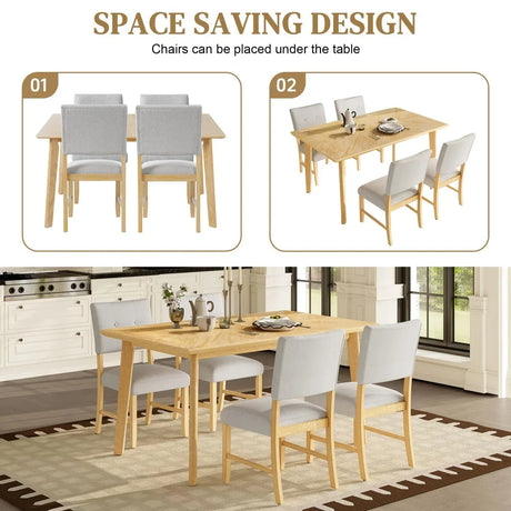 Rustic Farmhouse 5-Piece Wood Dining Table Set - Omega Lifestyles