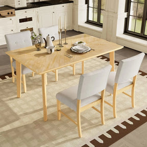 Rustic Farmhouse 5-Piece Wood Dining Table Set - Omega Lifestyles