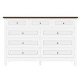 Rustic White Wood Storage Dresser With 9 Drawers - Sleep Galleria