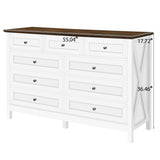 Rustic White Wood Storage Dresser With 9 Drawers - Sleep Galleria