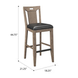 Set of 2 Brown Solid Wood Slat Back Bar Stools - Veluna - Omega Lifestyles