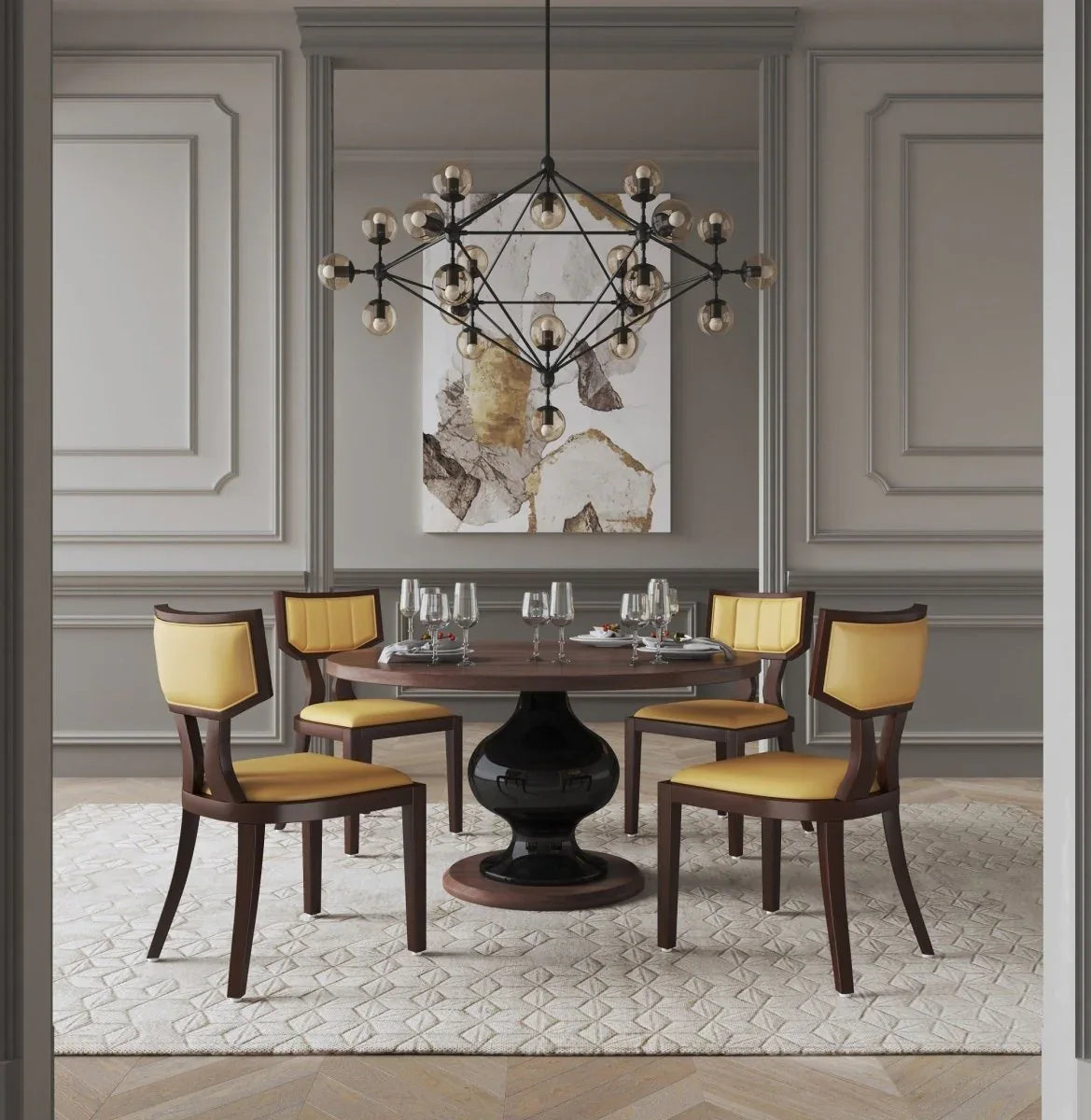 Set of 2 Camel Klismos Solid Wood Dining Chairs - Omega Lifestyles