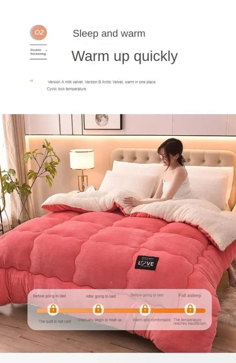 Soft Lamb Velvet Warm Winter Quilt Blanket - Sleep Galleria