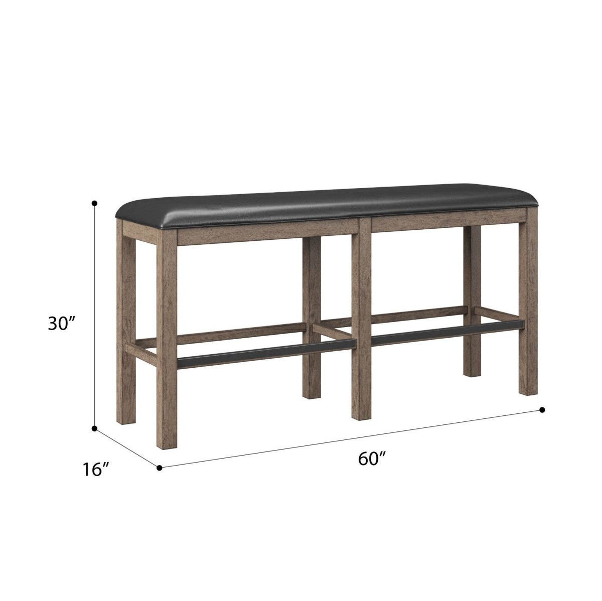 Solid Wood Brown 60 - Inch Bar Height Bench - Veluna - Omega Lifestyles