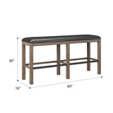Solid Wood Brown 60 - Inch Bar Height Bench - Veluna - Omega Lifestyles