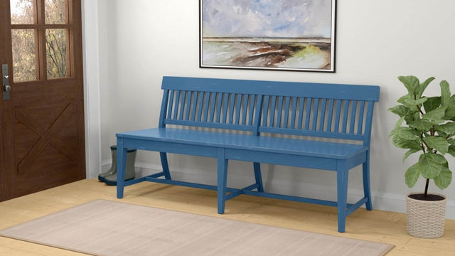 Solid Wood Farmhouse Blue Dining Bench - Veluna - Omega Lifestyles