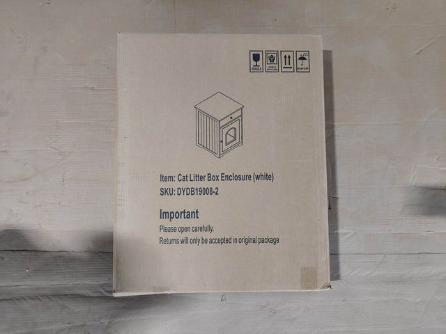 Solid Wood White Cat Litter Box Enclosure With Drawer - Omega Lifestyles