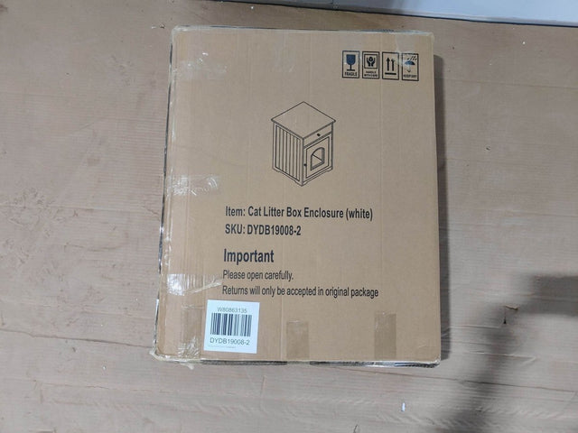 Solid Wood White Cat Litter Box Enclosure With Drawer - Omega Lifestyles