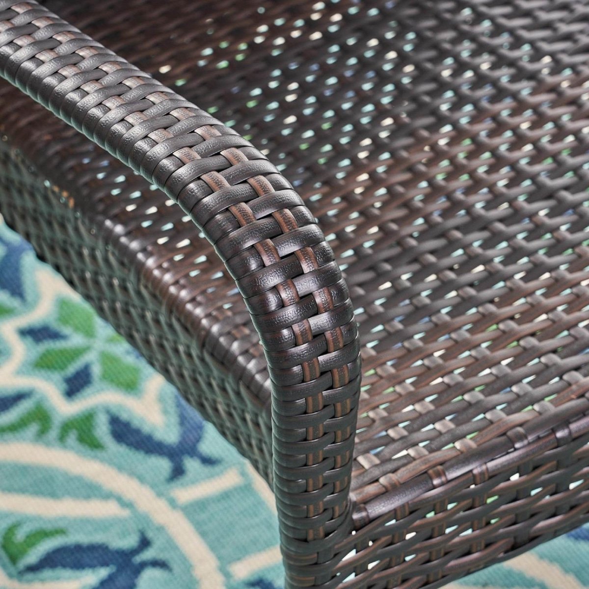 Transitional Brown Wicker Iron Outdoor Stacking Chair - Veluna - Omega Lifestyles