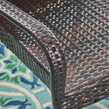 Transitional Brown Wicker Iron Outdoor Stacking Chair - Veluna - Omega Lifestyles