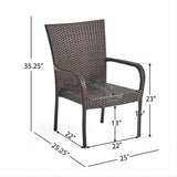 Transitional Brown Wicker Iron Outdoor Stacking Chair - Veluna - Omega Lifestyles