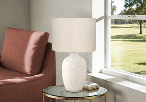 Transitional Cream Ceramic Ginger Jar Table Lamp - Omega Lifestyles