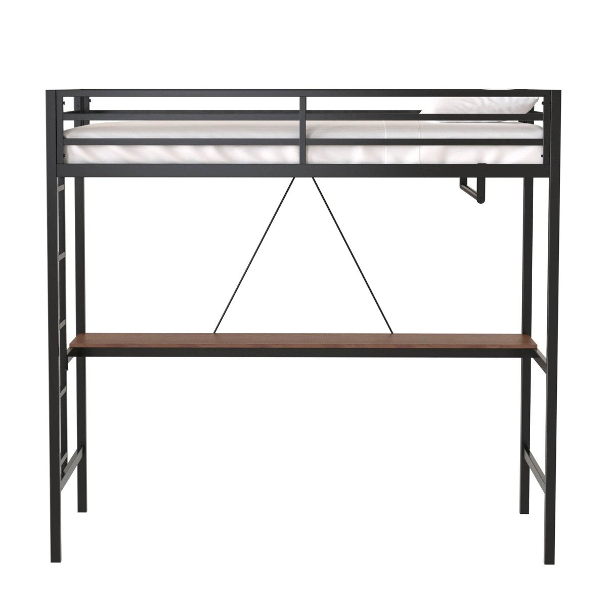 Twin Metal Loft Bunk Bed With Desk Ladder And Guardrails - Veluna - Omega Lifestyles