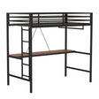 Twin Metal Loft Bunk Bed With Desk Ladder And Guardrails - Veluna - Omega Lifestyles
