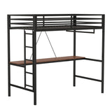 Twin Metal Loft Bunk Bed With Desk Ladder And Guardrails - Veluna - Omega Lifestyles