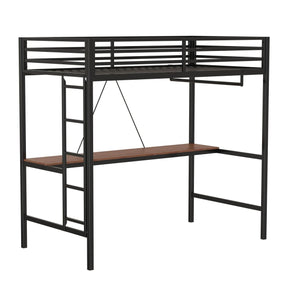 Twin Metal Loft Bunk Bed With Desk Ladder And Guardrails - Omega Lifestyles
