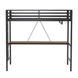 Twin Metal Loft Bunk Bed With Desk Ladder And Guardrails - Veluna - Omega Lifestyles
