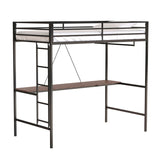 Twin Metal Loft Bunk Bed With Desk Ladder And Guardrails - Veluna - Omega Lifestyles