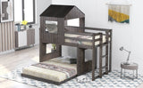 Twin - Over - Full Solid Wood Playhouse Bunk Bed With Ladder - Veluna - Omega Lifestyles