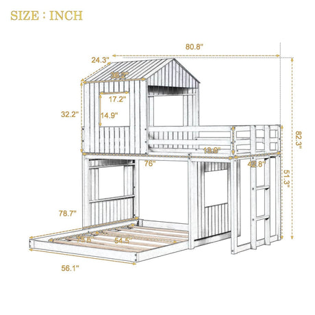 Twin - Over - Full Solid Wood Playhouse Bunk Bed With Ladder - Veluna - Omega Lifestyles