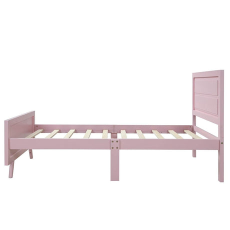 Twin Pink Solid Wood Platform Bed With Headboard - Veluna - Omega Lifestyles