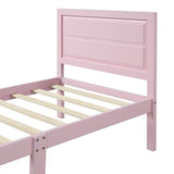 Twin Pink Solid Wood Platform Bed With Headboard - Veluna - Omega Lifestyles
