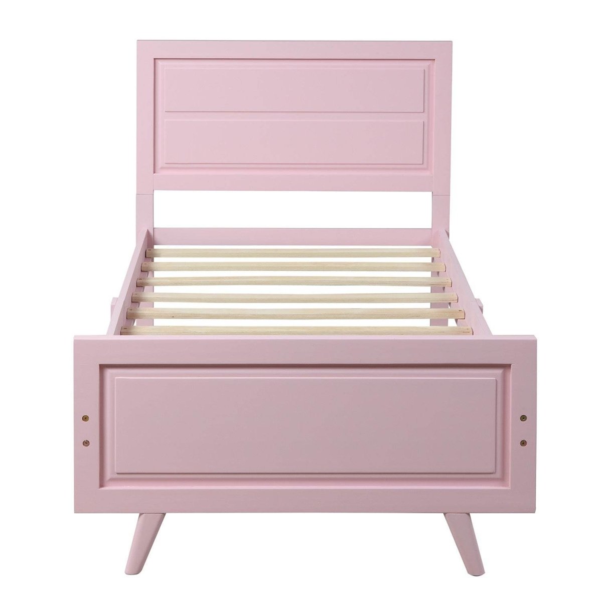 Twin Pink Solid Wood Platform Bed With Headboard - Veluna - Omega Lifestyles