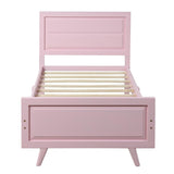 Twin Pink Solid Wood Platform Bed With Headboard - Veluna - Omega Lifestyles