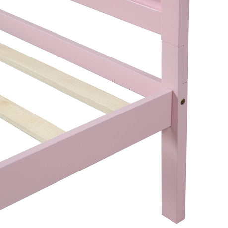Twin Pink Solid Wood Platform Bed With Headboard - Veluna - Omega Lifestyles