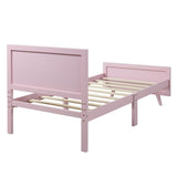 Twin Pink Solid Wood Platform Bed With Headboard - Veluna - Omega Lifestyles