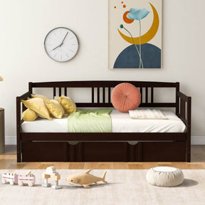 Twin Size Solid Wood Daybed With Trundle Bed - Omega Lifestyles