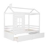 Twin Solid Wood House Bed With Two Drawers - Veluna - Omega Lifestyles