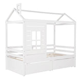 Twin Solid Wood House Bed With Two Drawers - Veluna - Omega Lifestyles