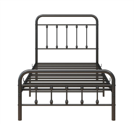 Twin Victorian Style Metal Platform Bed Frame With Storage - Veluna - Omega Lifestyles