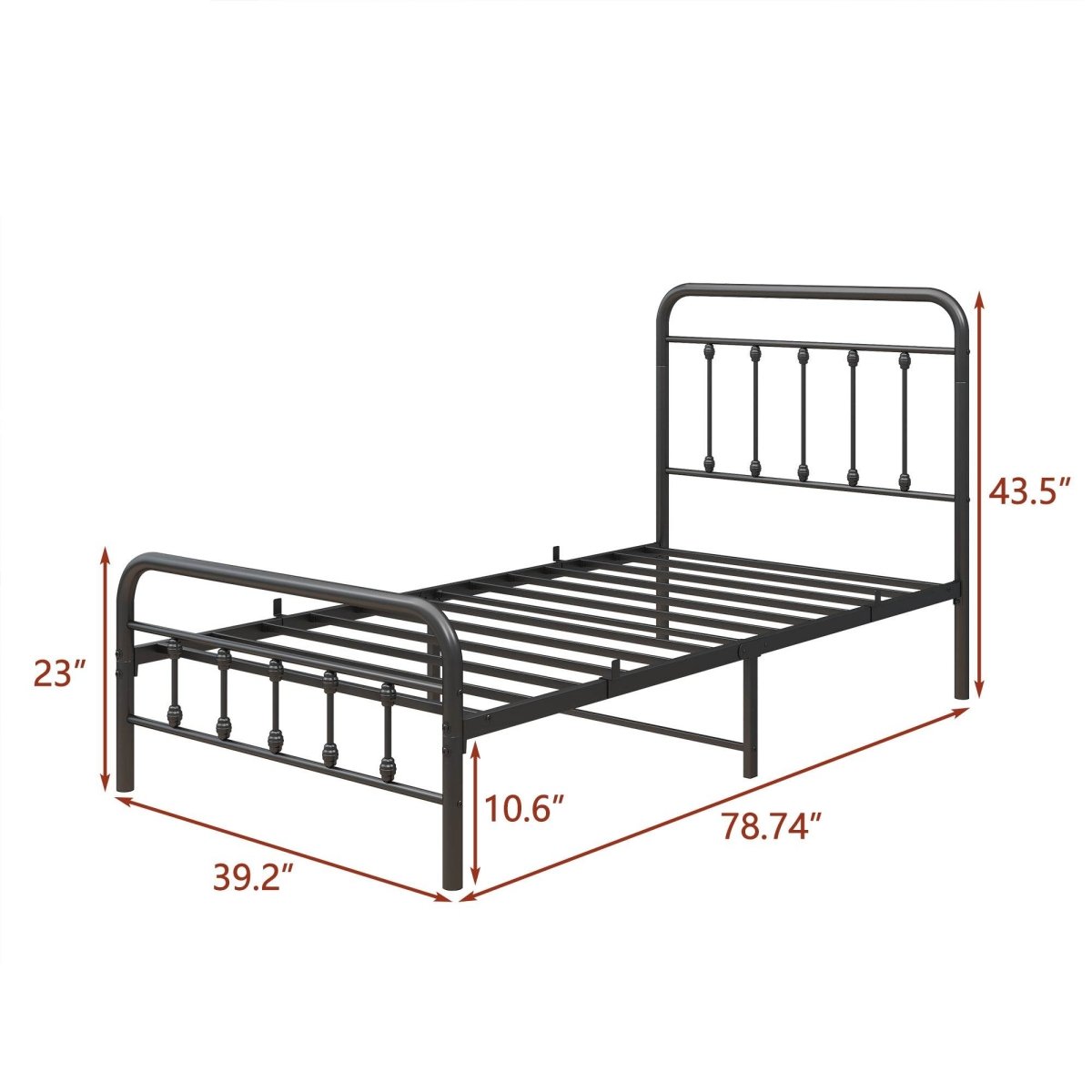Twin Victorian Style Metal Platform Bed Frame With Storage - Veluna - Omega Lifestyles