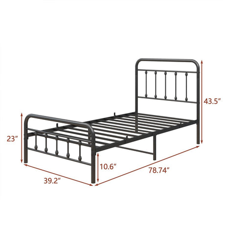 Twin Victorian Style Metal Platform Bed Frame With Storage - Veluna - Omega Lifestyles