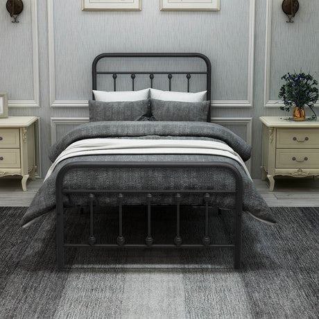 Twin Victorian Style Metal Platform Bed Frame With Storage - Veluna - Omega Lifestyles
