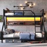Twin XL Over Queen Metal Bunk Bed With Storage Shelves - Veluna - Omega Lifestyles
