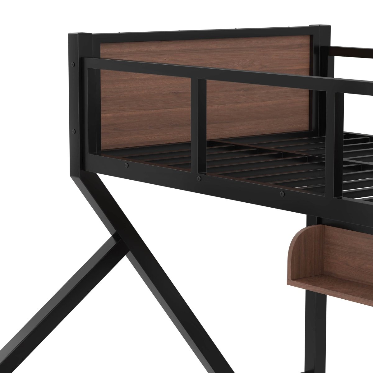 Twin XL Over Queen Metal Bunk Bed With Storage Shelves - Veluna - Omega Lifestyles