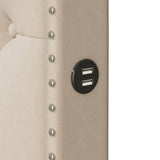 Upholstered Linen Platform Bed With Twin Trundle And USB Ports - Sleep Galleria