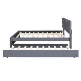 Upholstered Platform Bed With Brick Pattern Headboard And Trundle - Omega Lifestyles