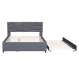 Upholstered Platform Bed With Brick Pattern Headboard And Trundle - Omega Lifestyles