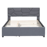 Upholstered Platform Bed With Brick Pattern Headboard And Trundle - Omega Lifestyles