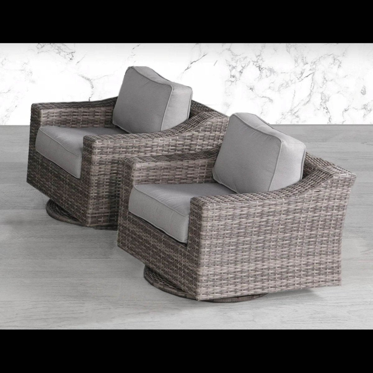 Weather - Resistant Wicker Swivel Patio Chair With Cushions - Veluna - Omega Lifestyles