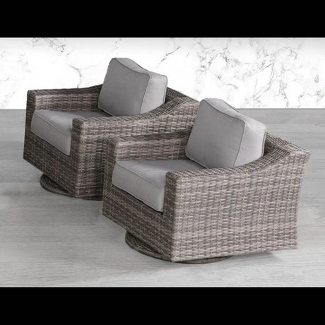 Weather - Resistant Wicker Swivel Patio Chair With Cushions - Veluna - Omega Lifestyles