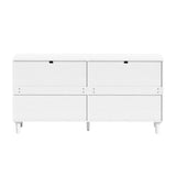 White Modern Rattan 6-Drawer Bedroom Dresser - Sleep Galleria